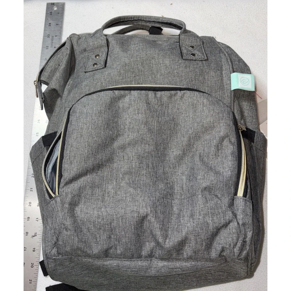AFBP Grey Diaper Bag Breast Pump Insulated Backpack Pockets Multi-Function
